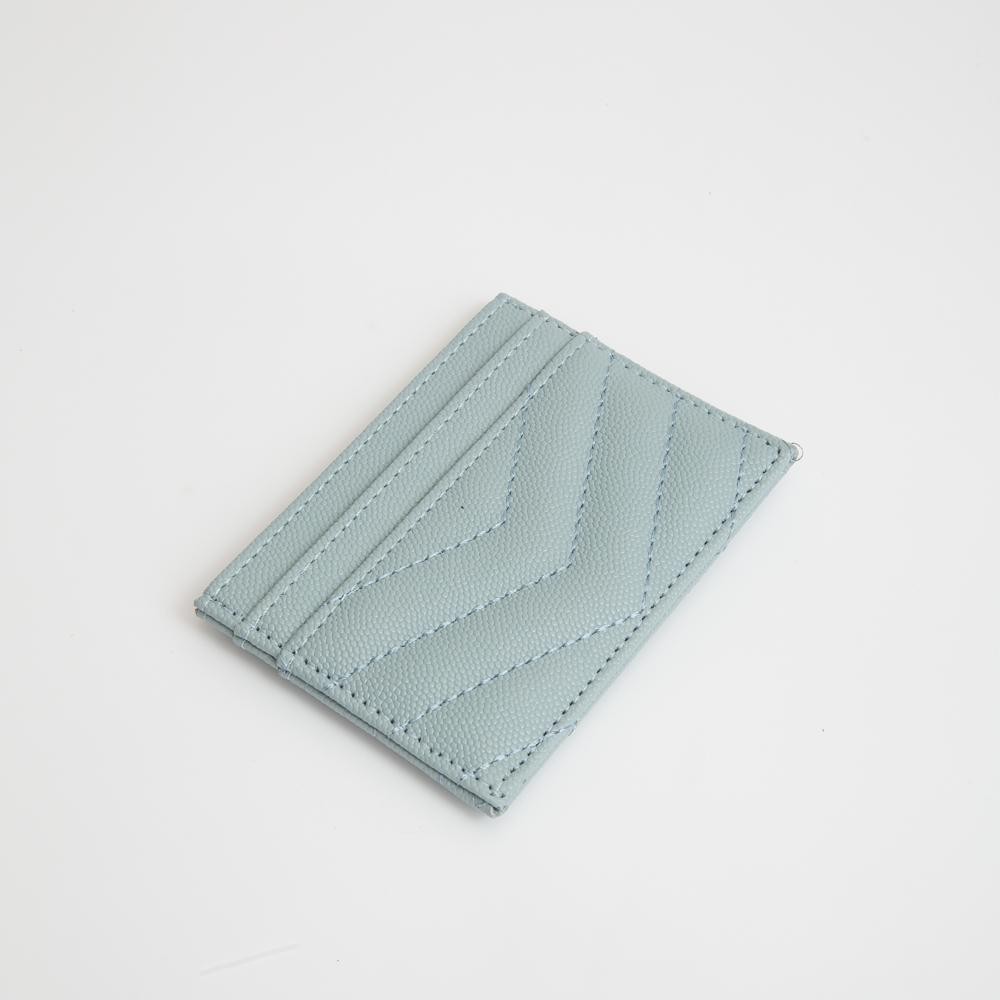 Double-Sided Quilted Vegan Leather Card Holder - Open Inner Pocket - Six Card Holders - Three On Either Side - Approximately 4" L x 3" T view 2