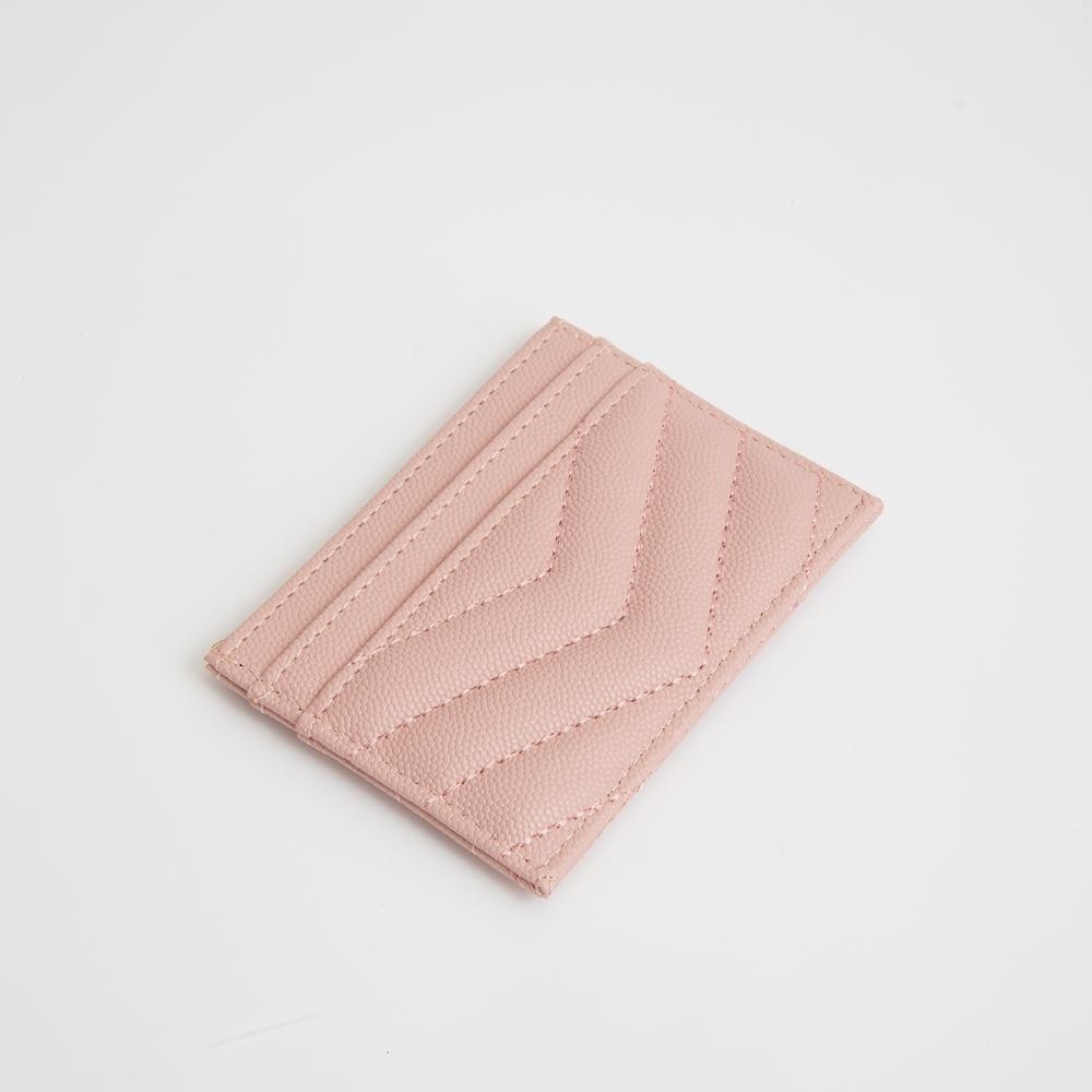 Double-Sided Quilted Vegan Leather Card Holder - Open Inner Pocket - Six Card Holders - Three On Either Side - Approximately 4" L x 3" T view 2