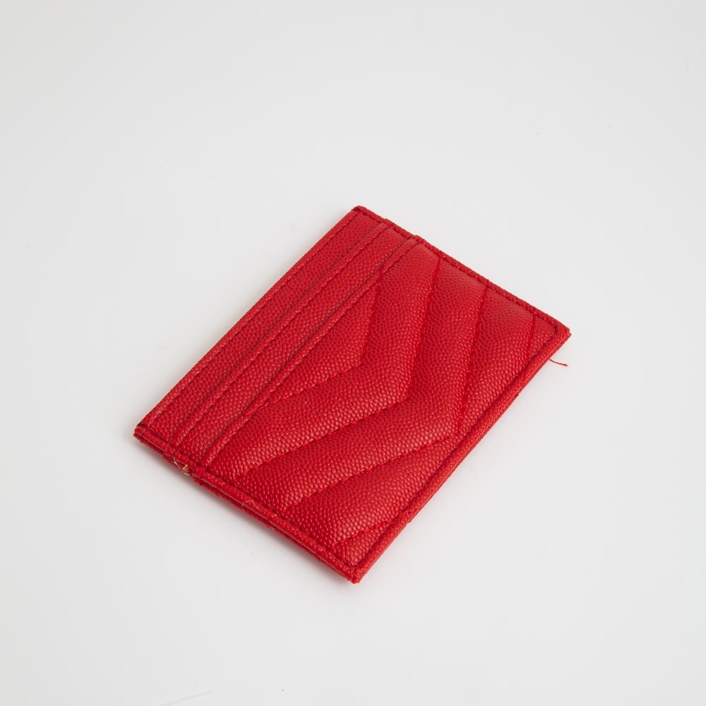 Double-Sided Quilted Vegan Leather Card Holder - Open Inner Pocket - Six Card Holders - Three On Either Side - Approximately 4" L x 3" T view 2
