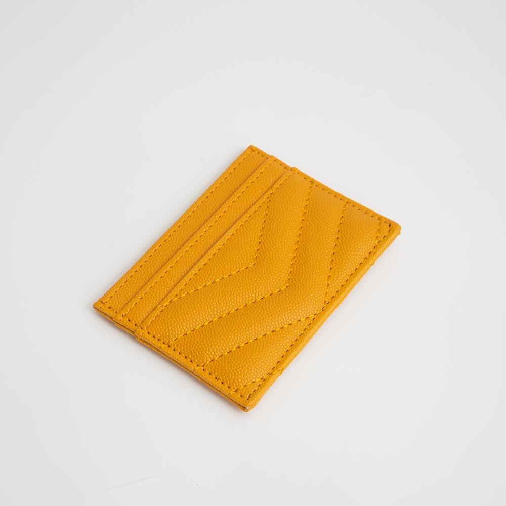 Double-Sided Quilted Vegan Leather Card Holder - Open Inner Pocket - Six Card Holders - Three On Either Side - Approximately 4" L x 3" T view 2