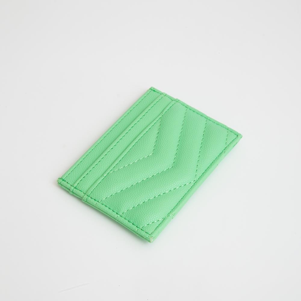 Double-Sided Quilted Vegan Leather Card Holder - Open Inner Pocket - Six Card Holders - Three On Either Side - Approximately 4" L x 3" T view 2