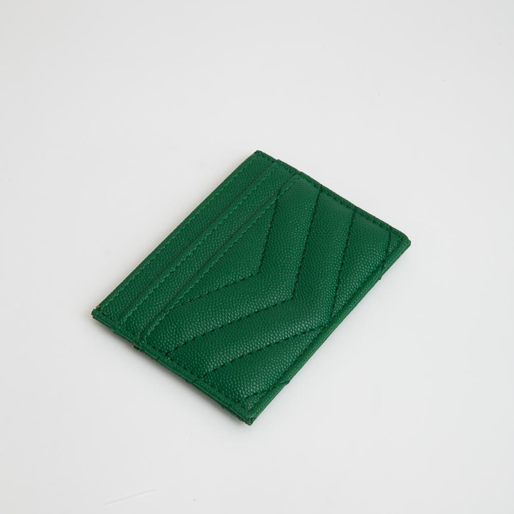 Double-Sided Quilted Vegan Leather Card Holder - Open Inner Pocket - Six Card Holders - Three On Either Side - Approximately 4" L x 3" T view 2