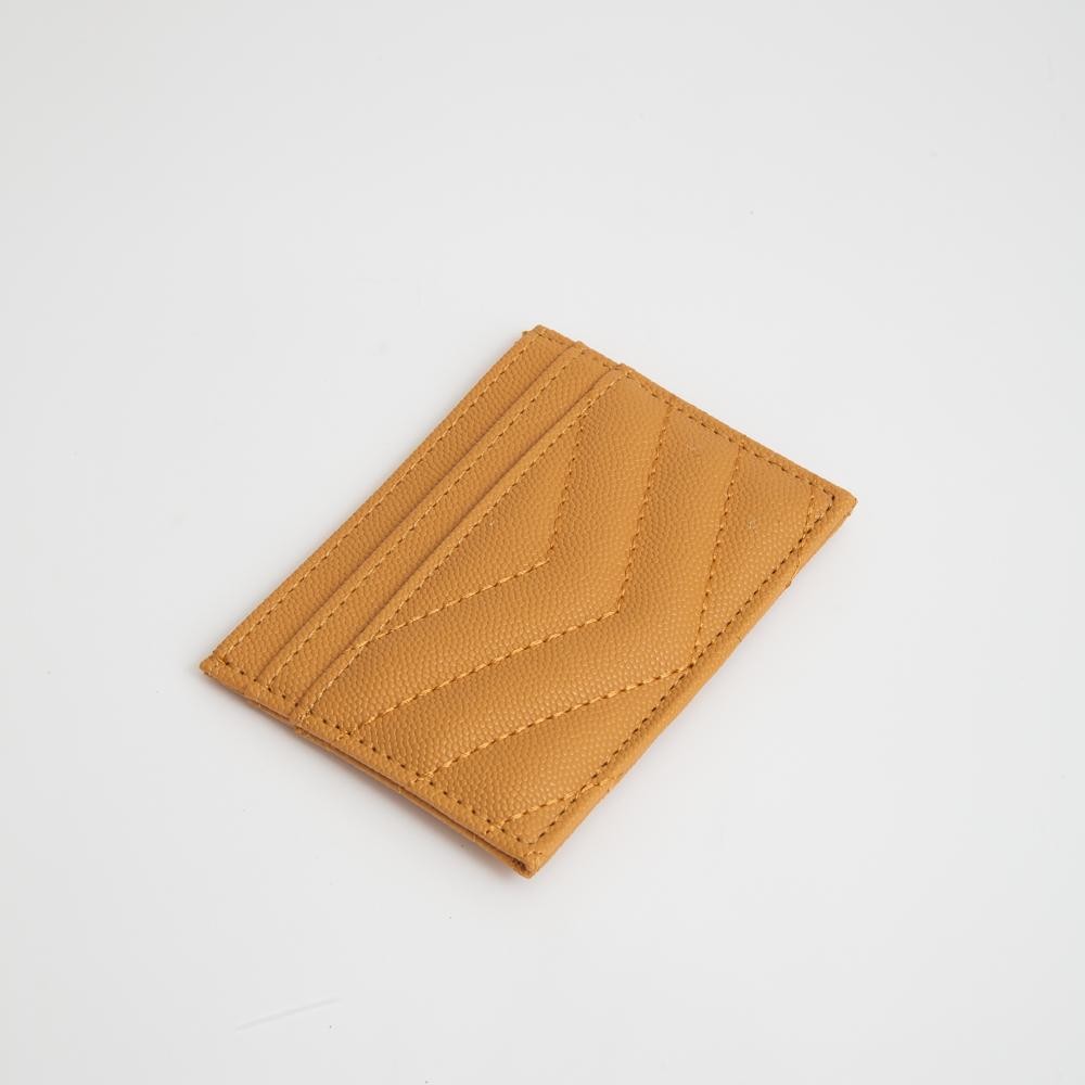 Double-Sided Quilted Vegan Leather Card Holder - Open Inner Pocket - Six Card Holders - Three On Either Side - Approximately 4" L x 3" T view 2