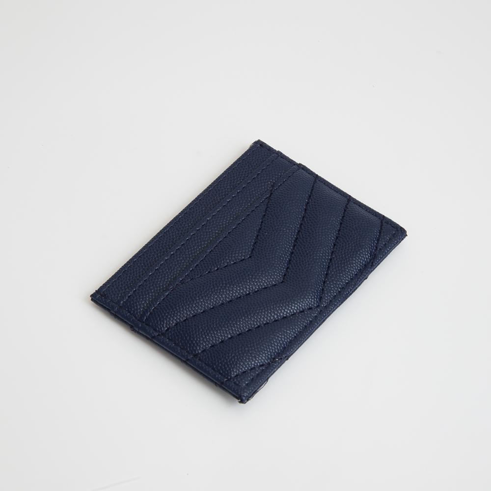 Double-Sided Quilted Vegan Leather Card Holder - Open Inner Pocket - Six Card Holders - Three On Either Side - Approximately 4" L x 3" T view 2