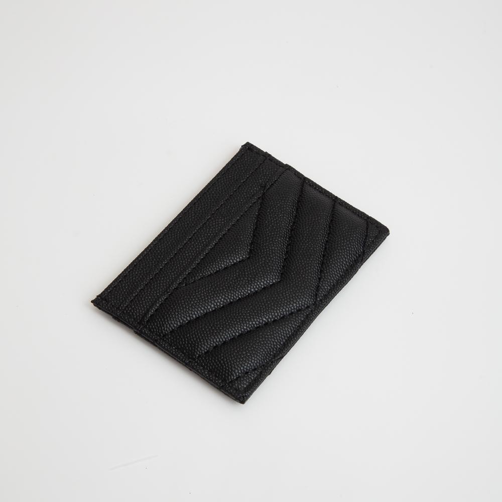 Double-Sided Quilted Vegan Leather Card Holder - Open Inner Pocket - Six Card Holders - Three On Either Side - Approximately 4" L x 3" T view 2