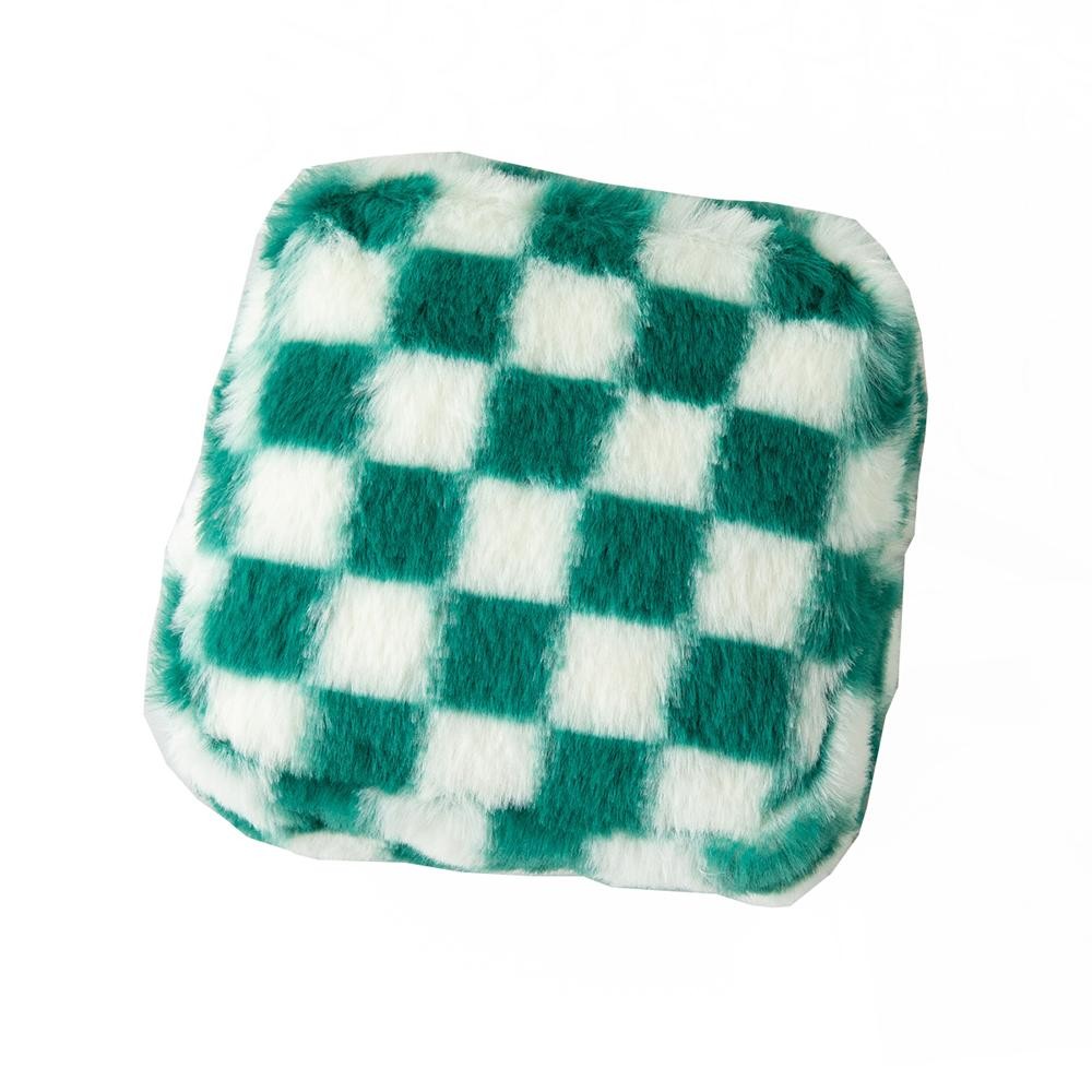 Furry Checker Pouch - Full Zip Closure - Lined Body - One Open Pocket - Approximately 5" L X 6" T X 2" D view 2