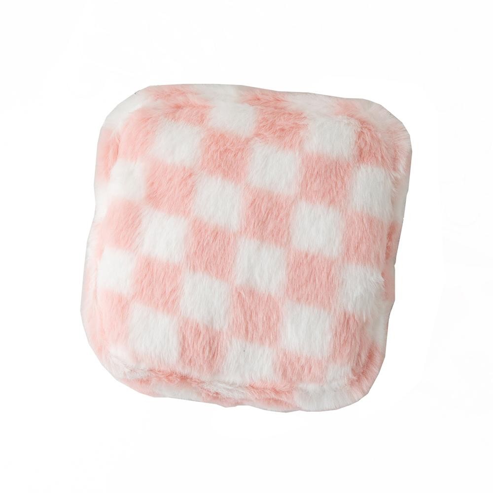 Furry Checker Pouch - Full Zip Closure - Lined Body - One Open Pocket - Approximately 5" L X 6" T X 2" D view 2