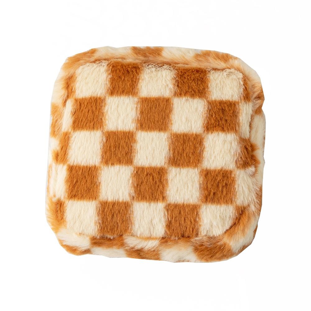 Furry Checker Pouch - Full Zip Closure - Lined Body - One Open Pocket - Approximately 5" L X 6" T X 2" D view 2