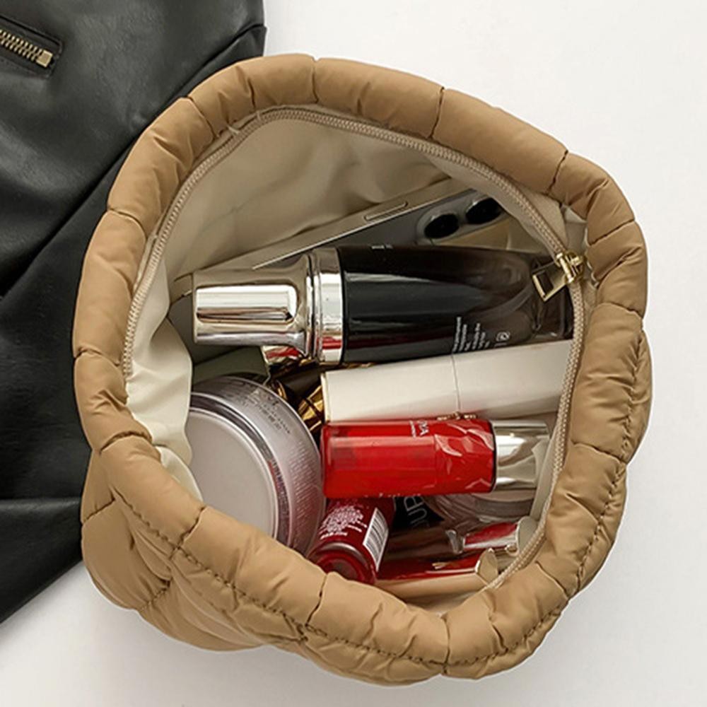 Quilted Nylon Puffer Pouch - Zip Closure - Lined Body - 1 Internal Zip Pocket - Approximately 6" T X 9" L X 2" D view 4