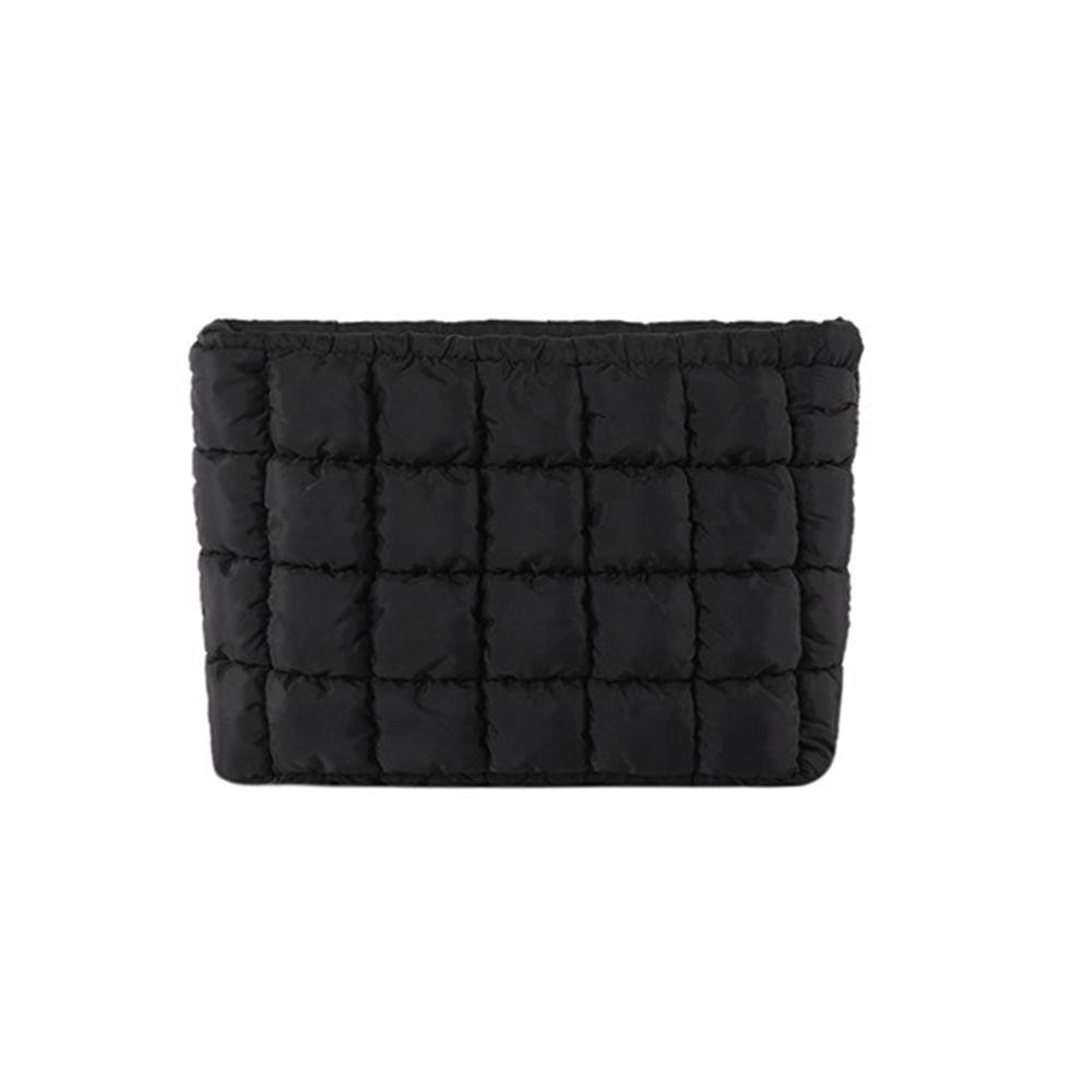 Quilted Nylon Puffer Pouch - Zip Closure - Lined Body - 1 Internal Zip Pocket - Approximately 6" T X 9" L X 2" D view 2