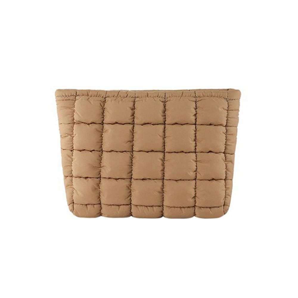 Quilted Nylon Puffer Pouch - Zip Closure - Lined Body - 1 Internal Zip Pocket - Approximately 6" T X 9" L X 2" D view 2