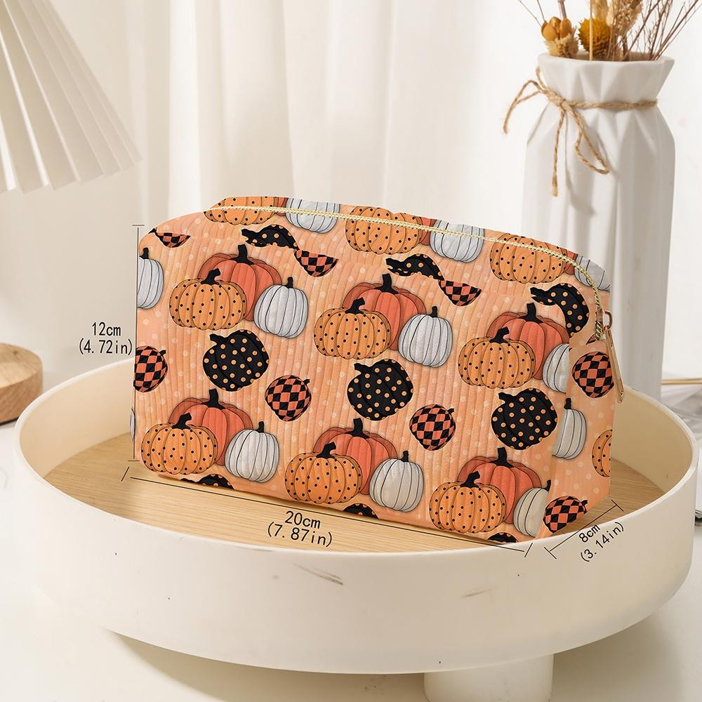 Halloween Pumpkins Pouch - Zip Closure - Lined Body - 1 Open Pouch - Approximately 7" L X 4.5" T X 1.5" D view 2
