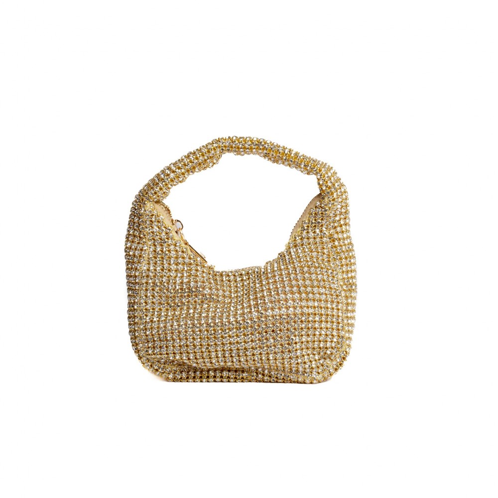Rhinestone Mesh Mini Clutch Bag - Rhinestone Mesh Exterior - Satin Lining Inside - Approximately 7" L X 6" T X 2" D view 2
