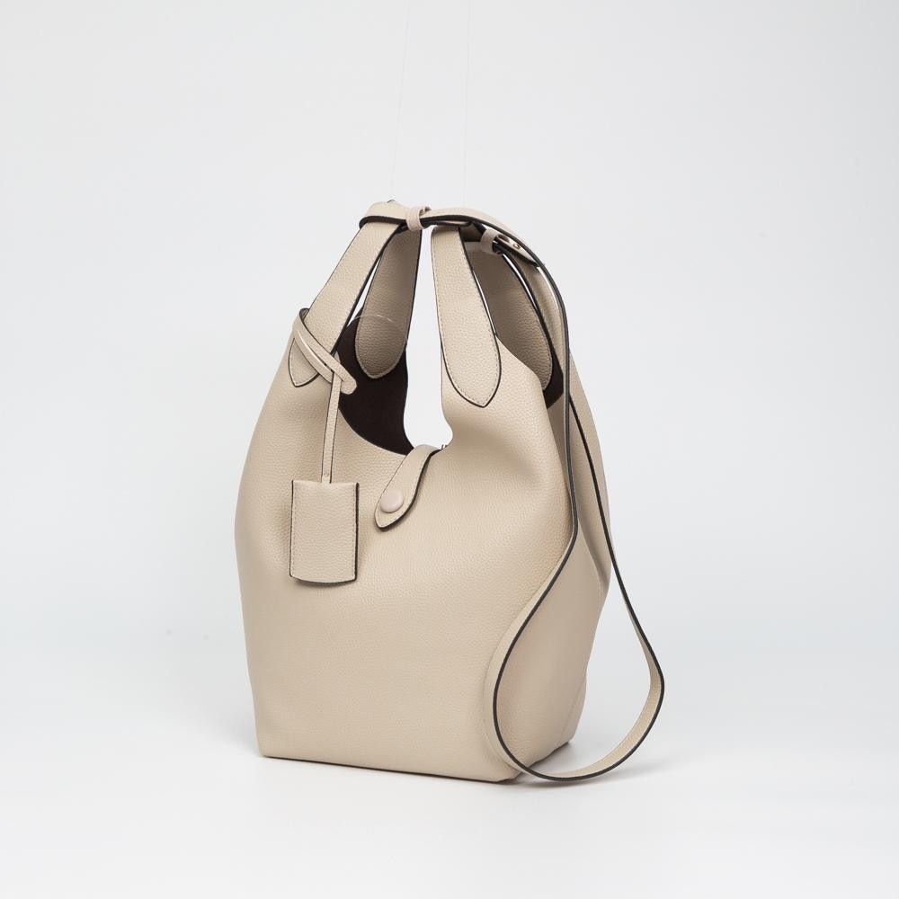 Vegan Leather Tote Bag - Single Handle - Magnetic Closure - Approximately 16" T x 15" W x 6" D - Handle Drop 43" L view 2
