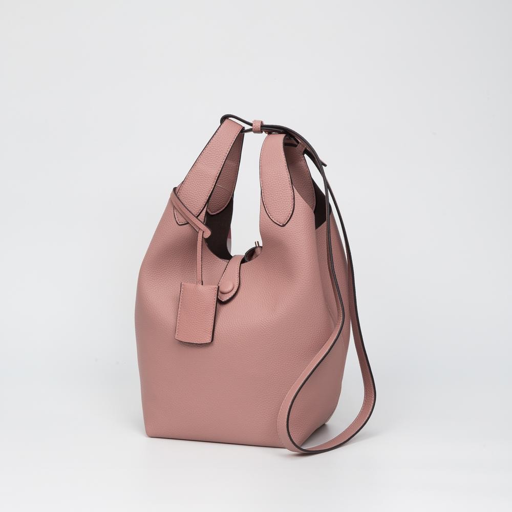 Vegan Leather Tote Bag - Single Handle - Magnetic Closure - Approximately 16" T x 15" W x 6" D - Handle Drop 43" L view 2