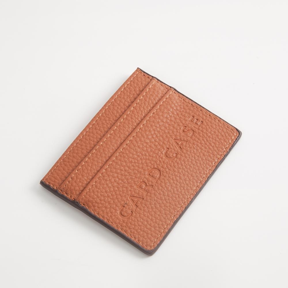 Double-Sided Woven Vegan Leather Card Holder - Open Inner Pocket - Six Card Holders - Three On Either Side - Approximately 4" L x 3" T view 2