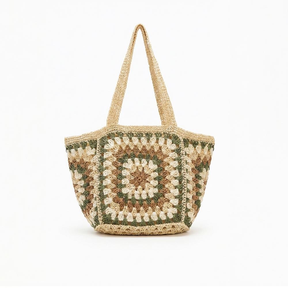 Granny Square Tote Bag - Zip Closure - 1 Internal Pocket - Approximately 10.25" L X 10.25" L X 10.25" D - 100% Paper view 4
