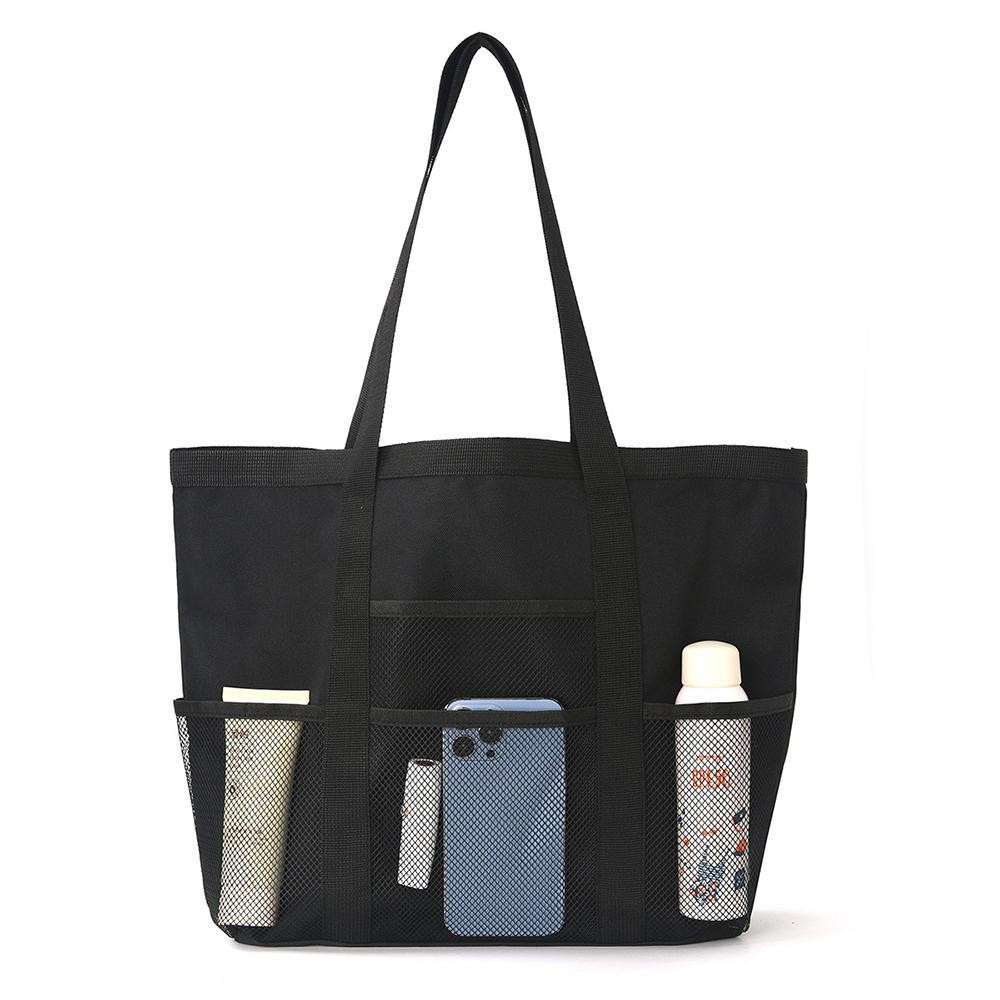 Nylon Tote Bag With Mesh Pockets - 4 External Open Mesh Pockets - 1 ...