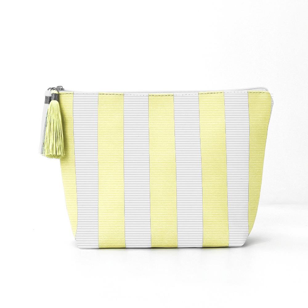 Corduroy Stripe Pouch With Tassel - Zip Closure - Lined Body - Approximately 10.5" L X 7" T X 3.75" D view 2