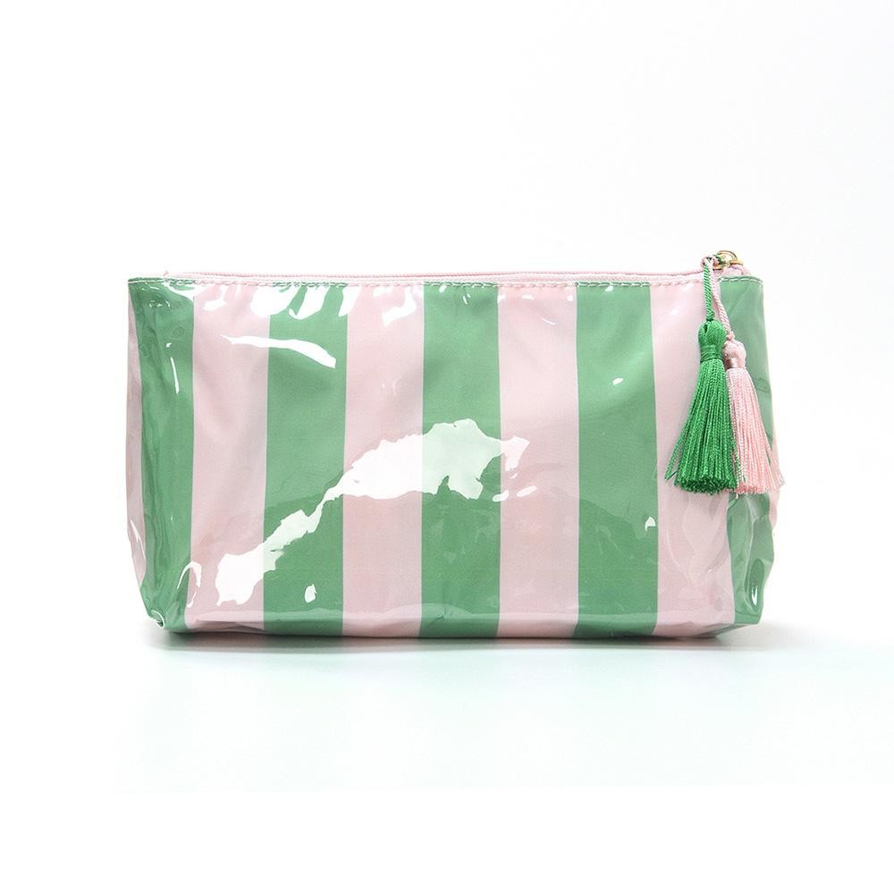 Checker Pouch With Tassel - Fill Zip Closure - Approximately 11" L X 5.75" T X 3.5" D view 2
