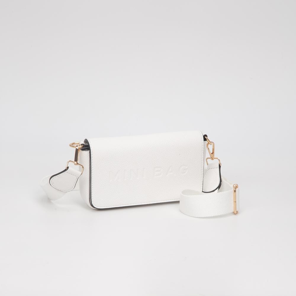 Vegan Leather Embossed "Mini Bag" Cross Body Bag - Snap Closure - 6 Card Holders - Removable Canvas Crossbody Strap - Approximately 8" L X 4.5" T X 1.5" D view 2
