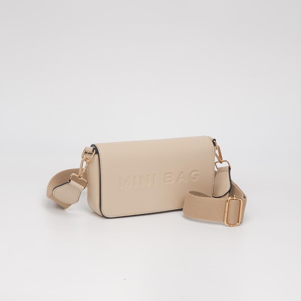 Vegan Leather Embossed "Mini Bag" Cross Body Bag - Snap Closure - 6 Card Holders - Removable Canvas Crossbody Strap - Approximately 8" L X 4.5" T X 1.5" D view 2