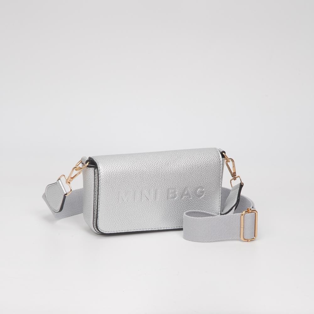Vegan Leather Embossed "Mini Bag" Cross Body Bag - Snap Closure - 6 Card Holders - Removable Canvas Crossbody Strap - Approximately 8" L X 4.5" T X 1.5" D view 2