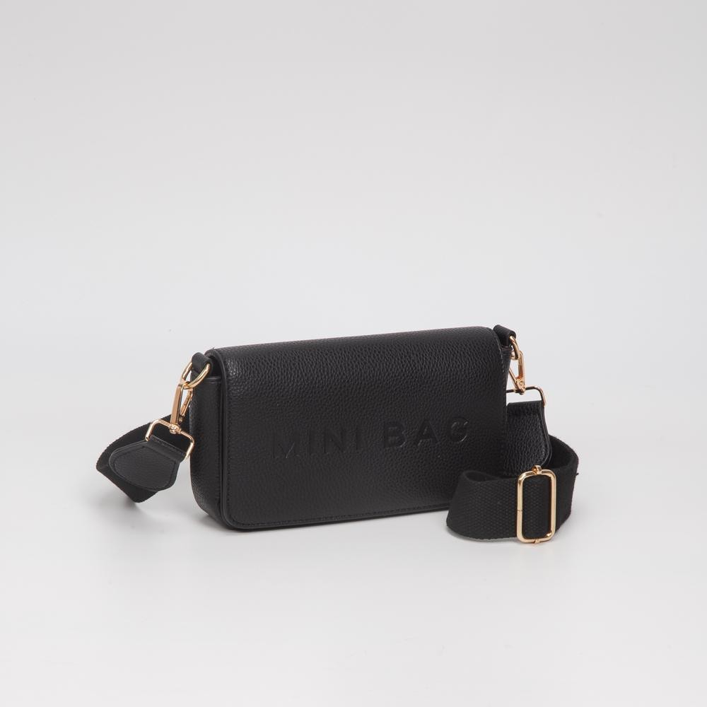 Vegan Leather Embossed "Mini Bag" Cross Body Bag - Snap Closure - 6 Card Holders - Removable Canvas Crossbody Strap - Approximately 8" L X 4.5" T X 1.5" D view 2