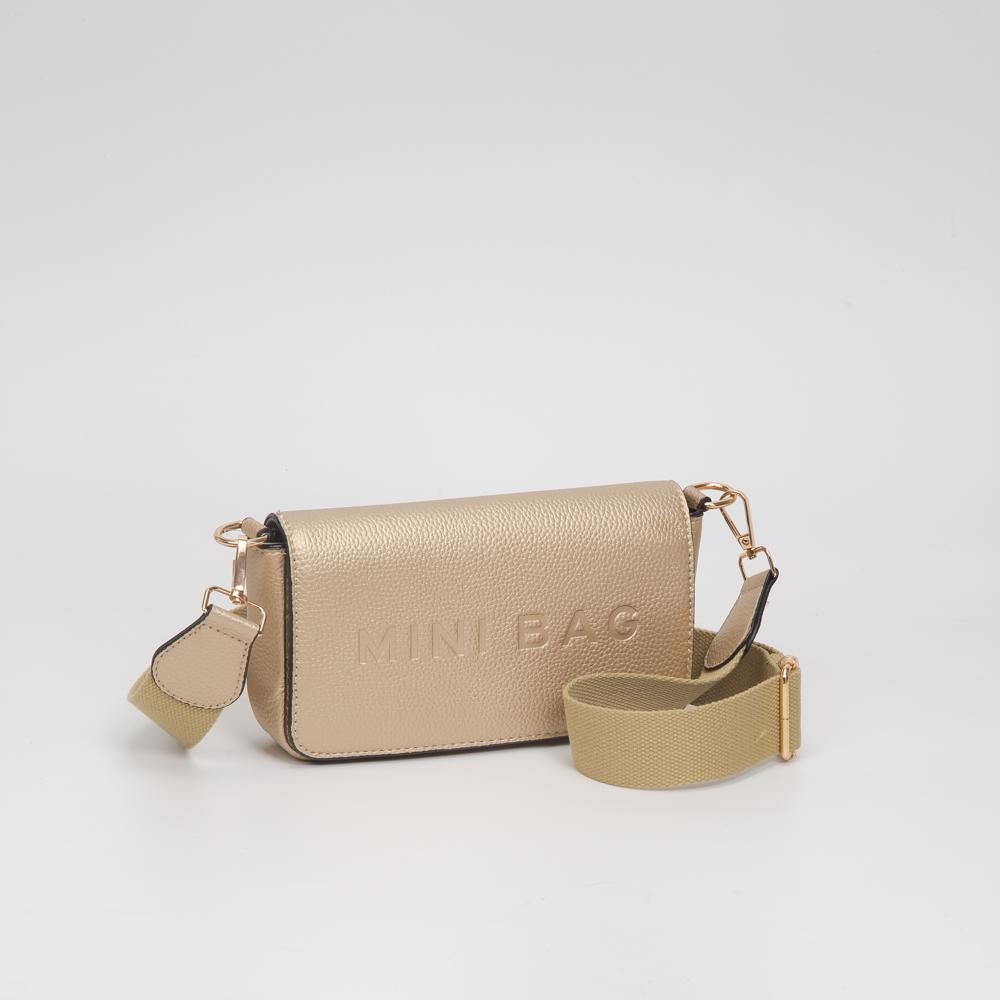 Vegan Leather Embossed "Mini Bag" Cross Body Bag - Snap Closure - 6 Card Holders - Removable Canvas Crossbody Strap - Approximately 8" L X 4.5" T X 1.5" D view 2