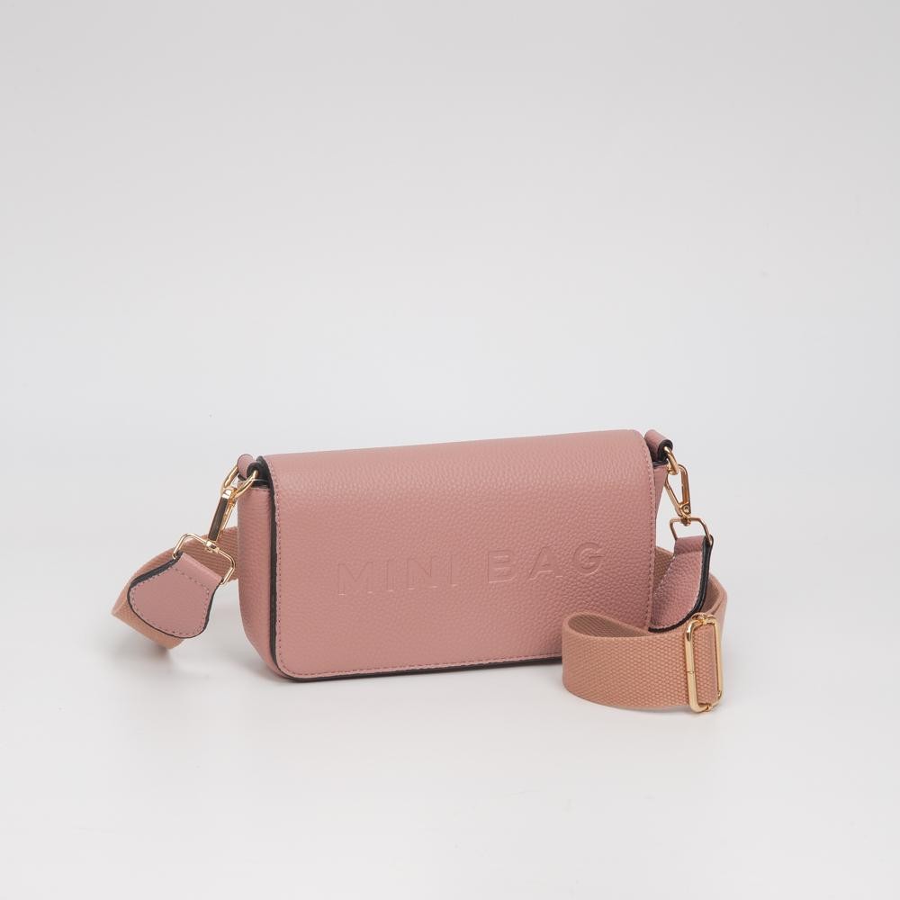 Vegan Leather Embossed "Mini Bag" Cross Body Bag - Snap Closure - 6 Card Holders - Removable Canvas Crossbody Strap - Approximately 8" L X 4.5" T X 1.5" D view 2