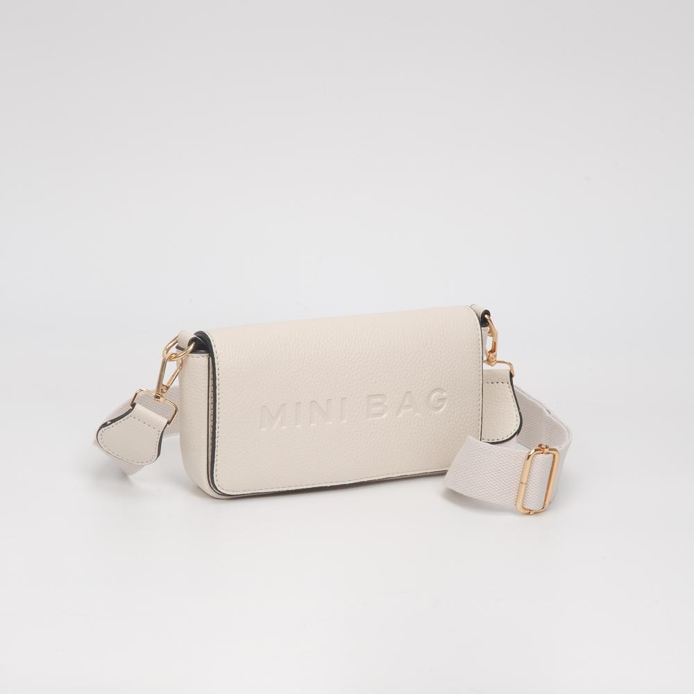 Vegan Leather Embossed "Mini Bag" Cross Body Bag - Snap Closure - 6 Card Holders - Removable Canvas Crossbody Strap - Approximately 8" L X 4.5" T X 1.5" D view 2