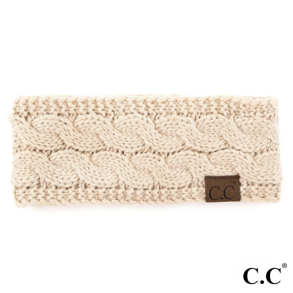 C.C HW-20 Solid Cable Knit Headwrap. - 100% Acrylic - One size fits most view 2