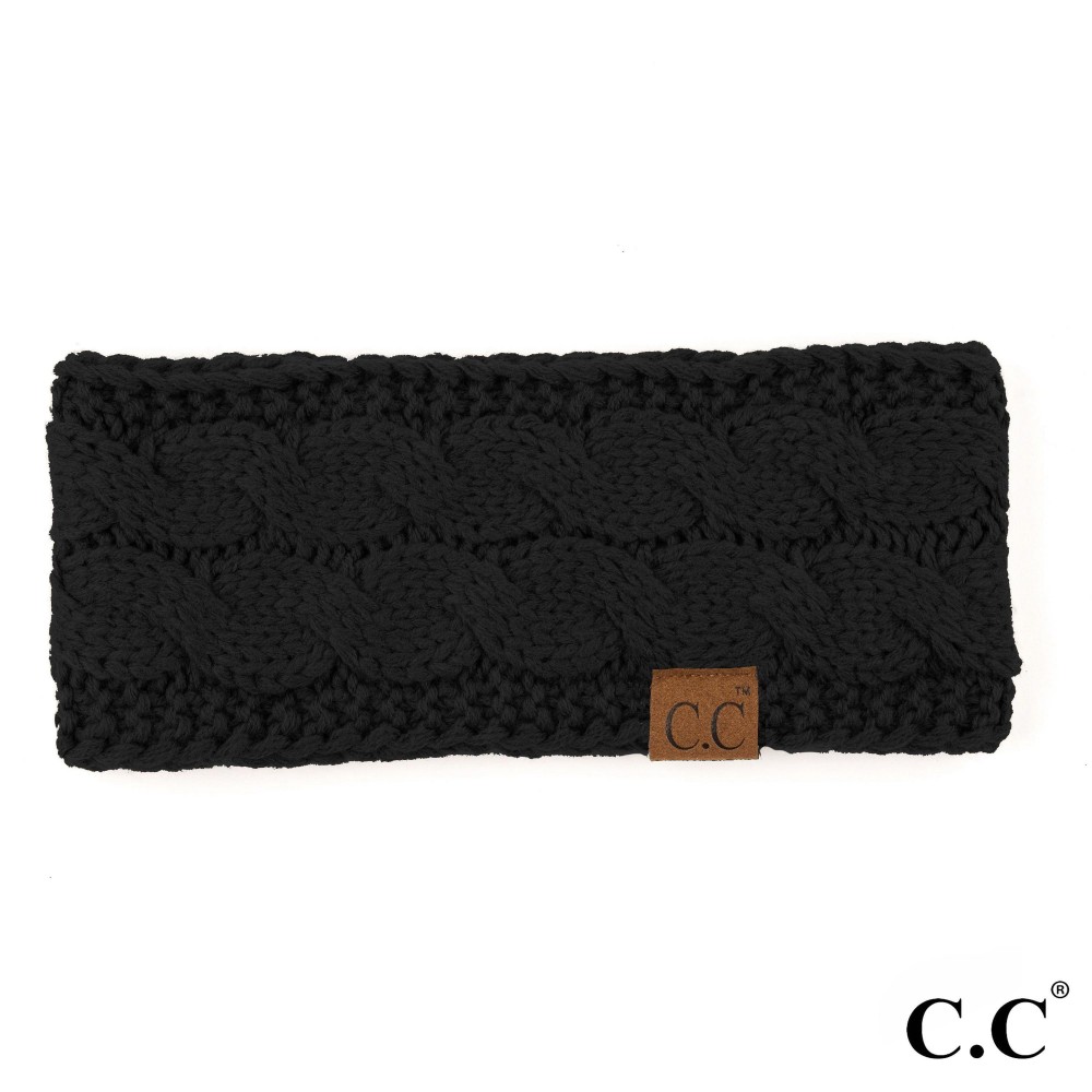 C.C HW-20 Solid Cable Knit Headwrap. - 100% Acrylic - One size fits most view 2