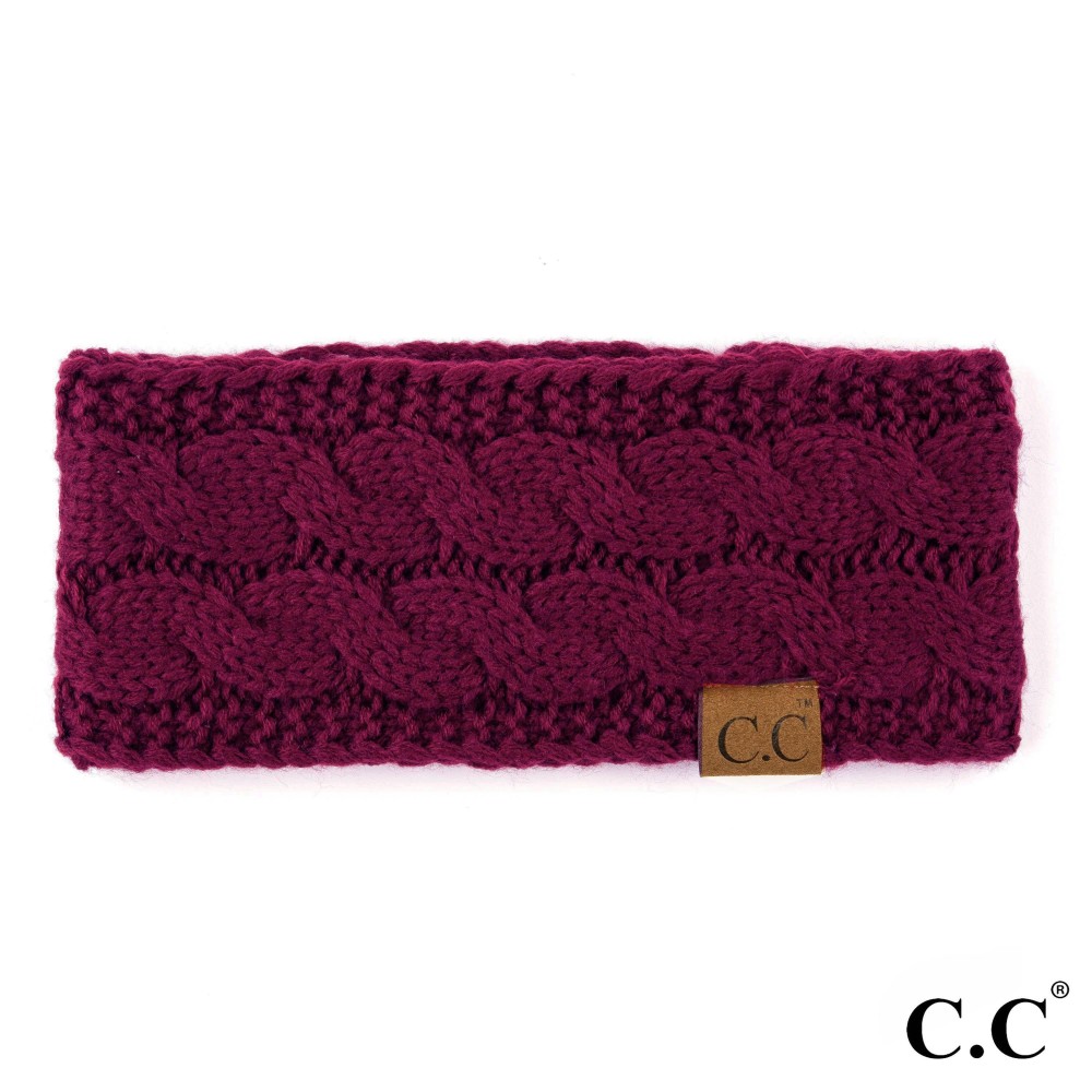 C.C HW-20 Solid Cable Knit Headwrap. - 100% Acrylic - One size fits most view 2