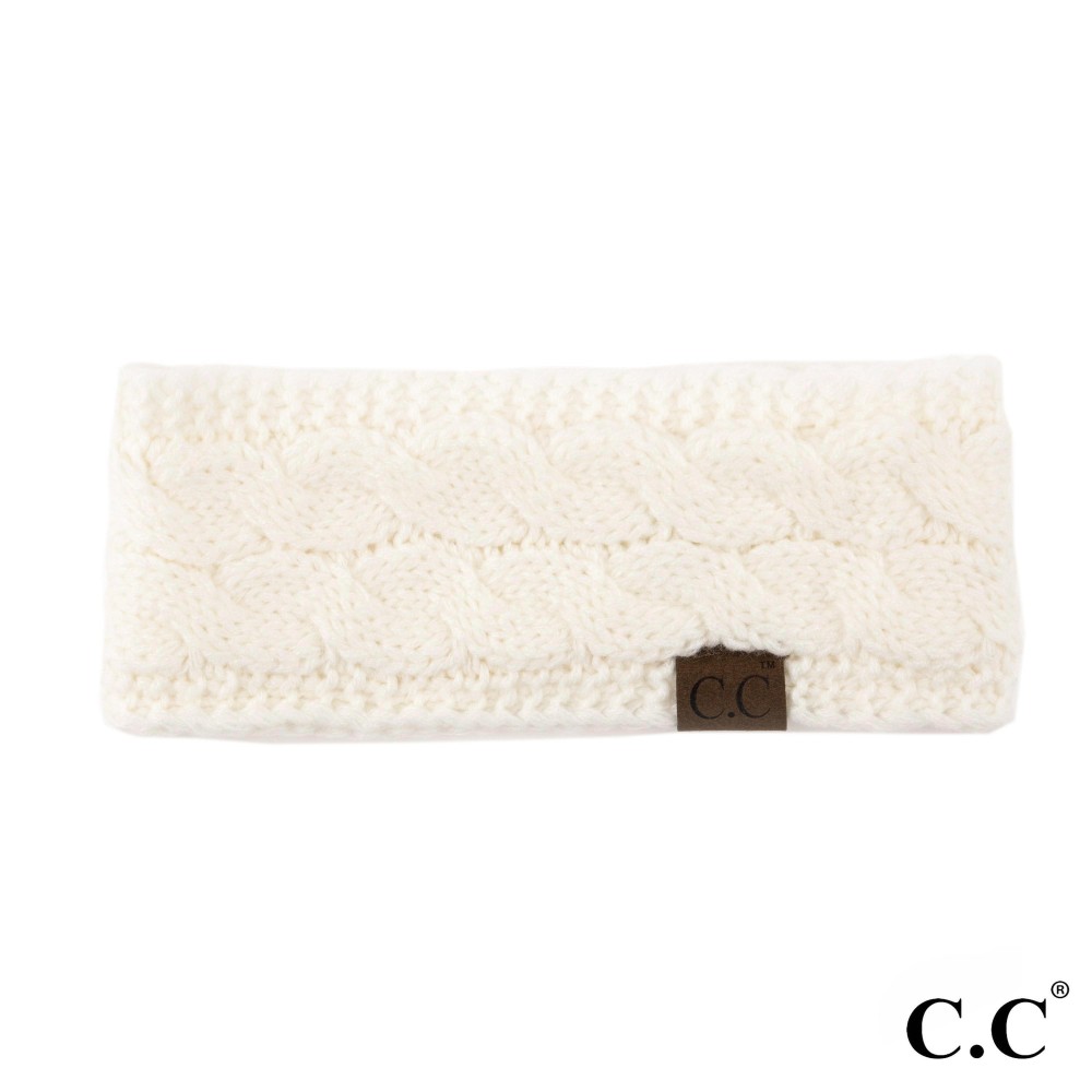 C.C HW-20 Solid Cable Knit Headwrap. - 100% Acrylic - One size fits most view 2
