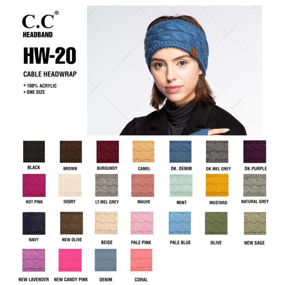 C.C HW-20 Solid Cable Knit Headwrap. - 100% Acrylic - One size fits most view 4