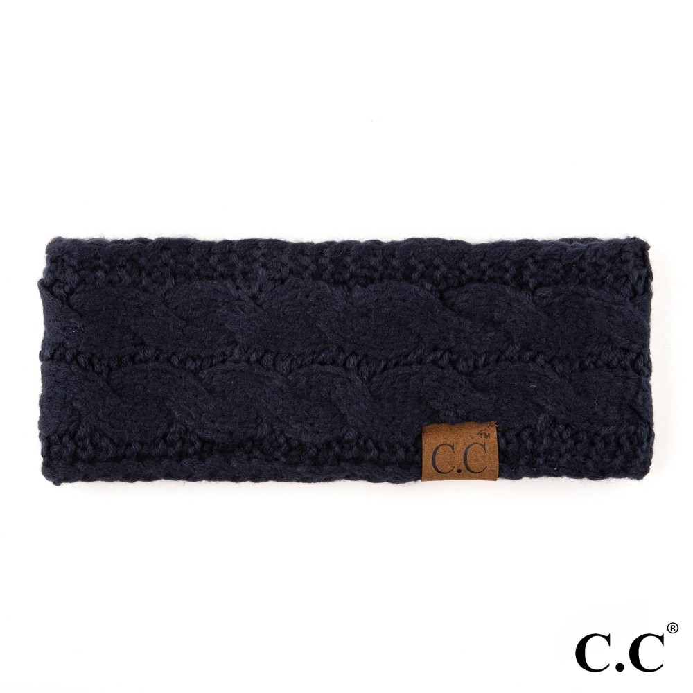 C.C HW-20 Solid Cable Knit Headwrap. - 100% Acrylic - One size fits most view 2