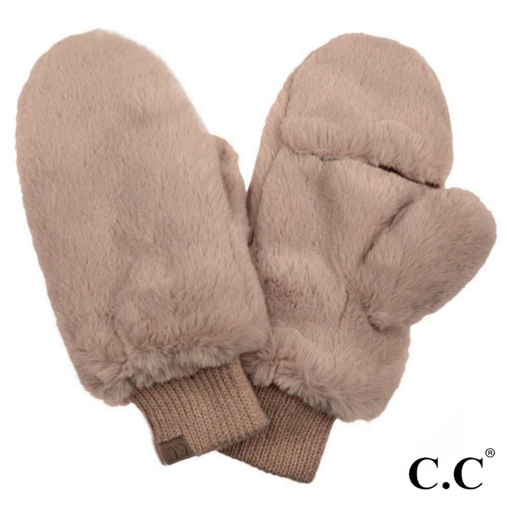 C.C MT-715 Faux Fur Mitten Glove - One Size - Convertible Covers - 100% Polyester view 2