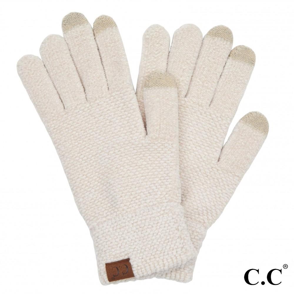 C.C G-9016 Solid Chenille Knit Smart Touch Gloves. - Touchscreen Compatible - One Size Fits Most - 100% Polyester view 2