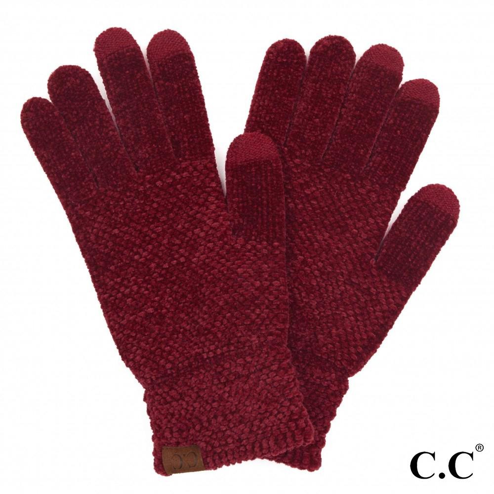 C.C G-9016 Solid Chenille Knit Smart Touch Gloves. - Touchscreen Compatible - One Size Fits Most - 100% Polyester view 2
