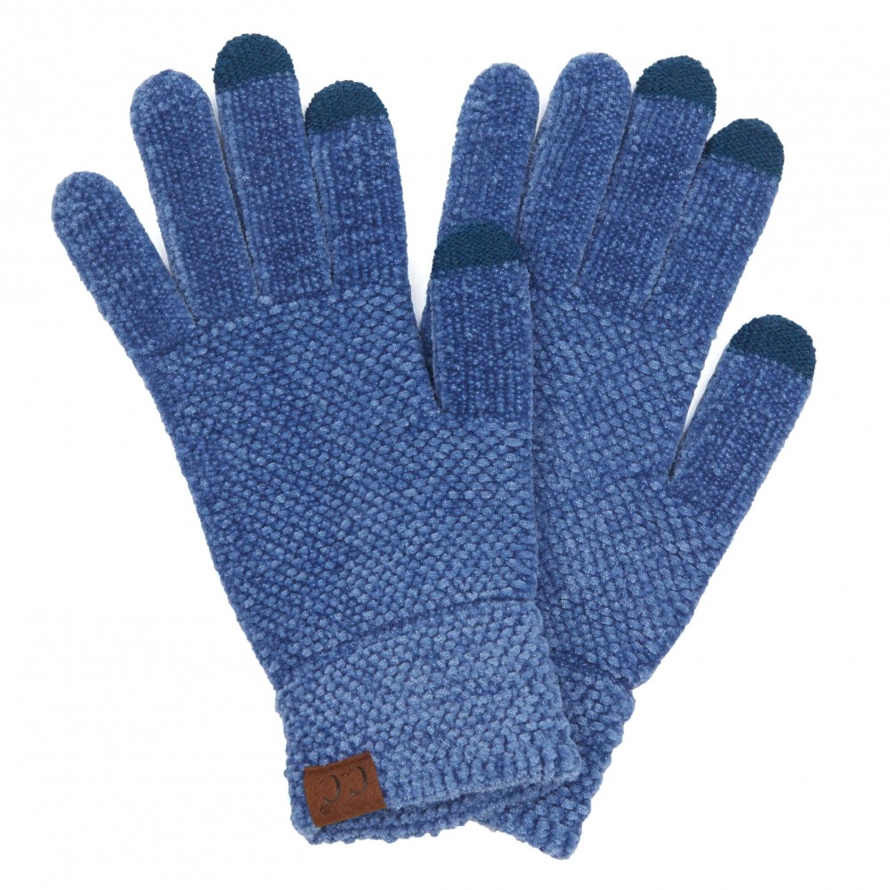 C.C G-9016 Solid Chenille Knit Smart Touch Gloves. - Touchscreen Compatible - One Size Fits Most - 100% Polyester view 2