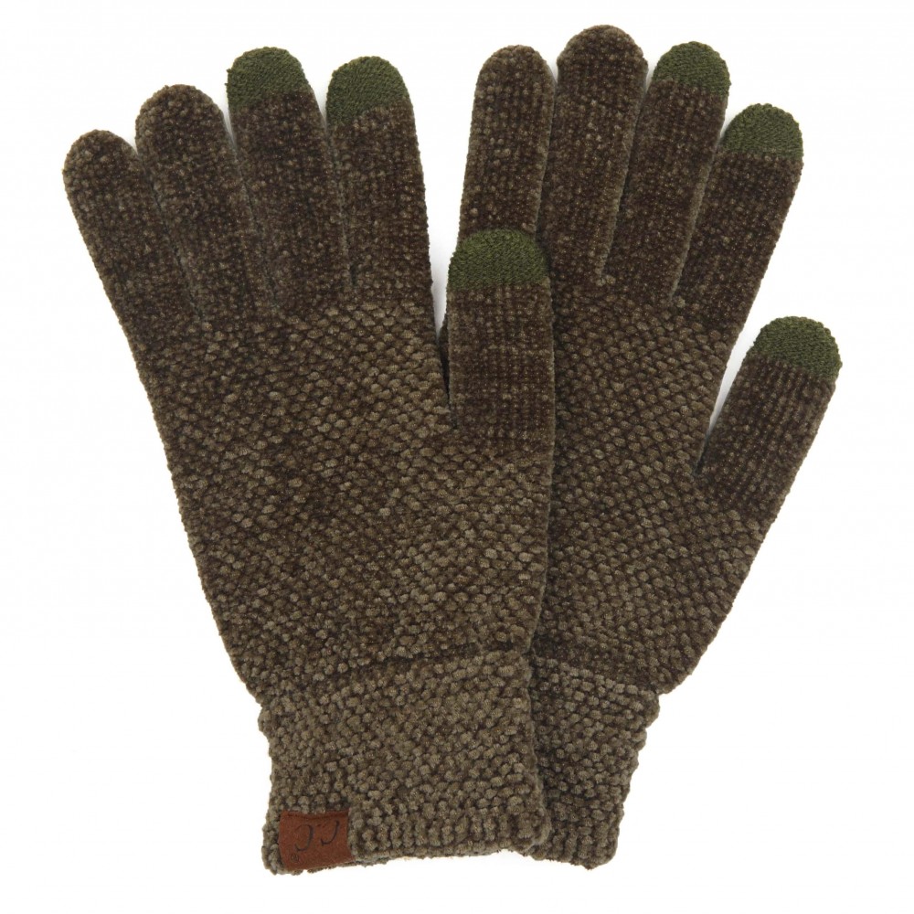 C.C G-9016 Solid Chenille Knit Smart Touch Gloves. - Touchscreen Compatible - One Size Fits Most - 100% Polyester view 2
