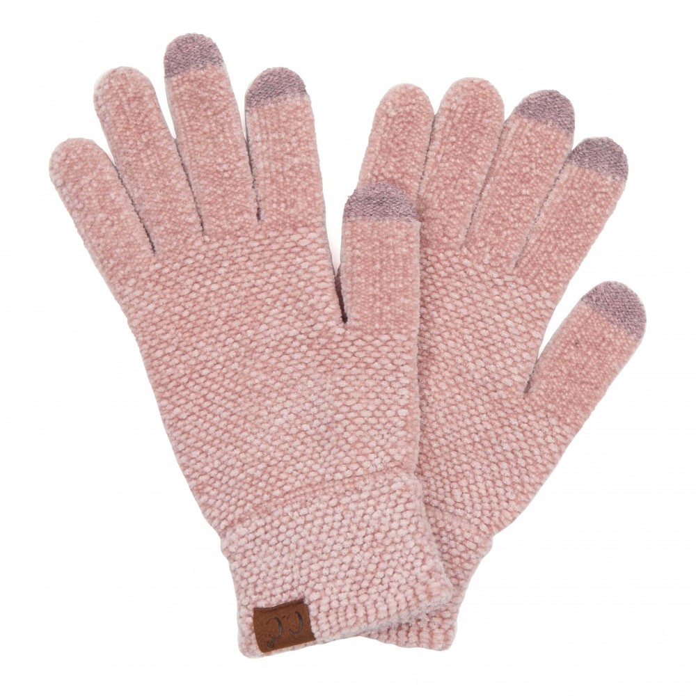 C.C G-9016 Solid Chenille Knit Smart Touch Gloves. - Touchscreen Compatible - One Size Fits Most - 100% Polyester view 2