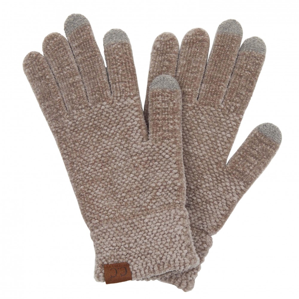 C.C G-9016 Solid Chenille Knit Smart Touch Gloves. - Touchscreen Compatible - One Size Fits Most - 100% Polyester view 2
