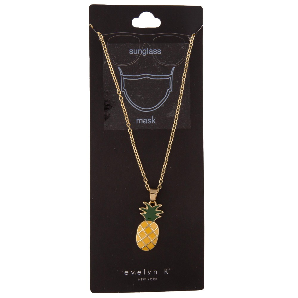 Do everything in Love Brand Gold Tone Pineapple Charm Sunglasses Chain Holder / Mask Holder. - Holds Sunglasses or Mask Around Neck - Approximately 30" L - Pineapple 1" view 2