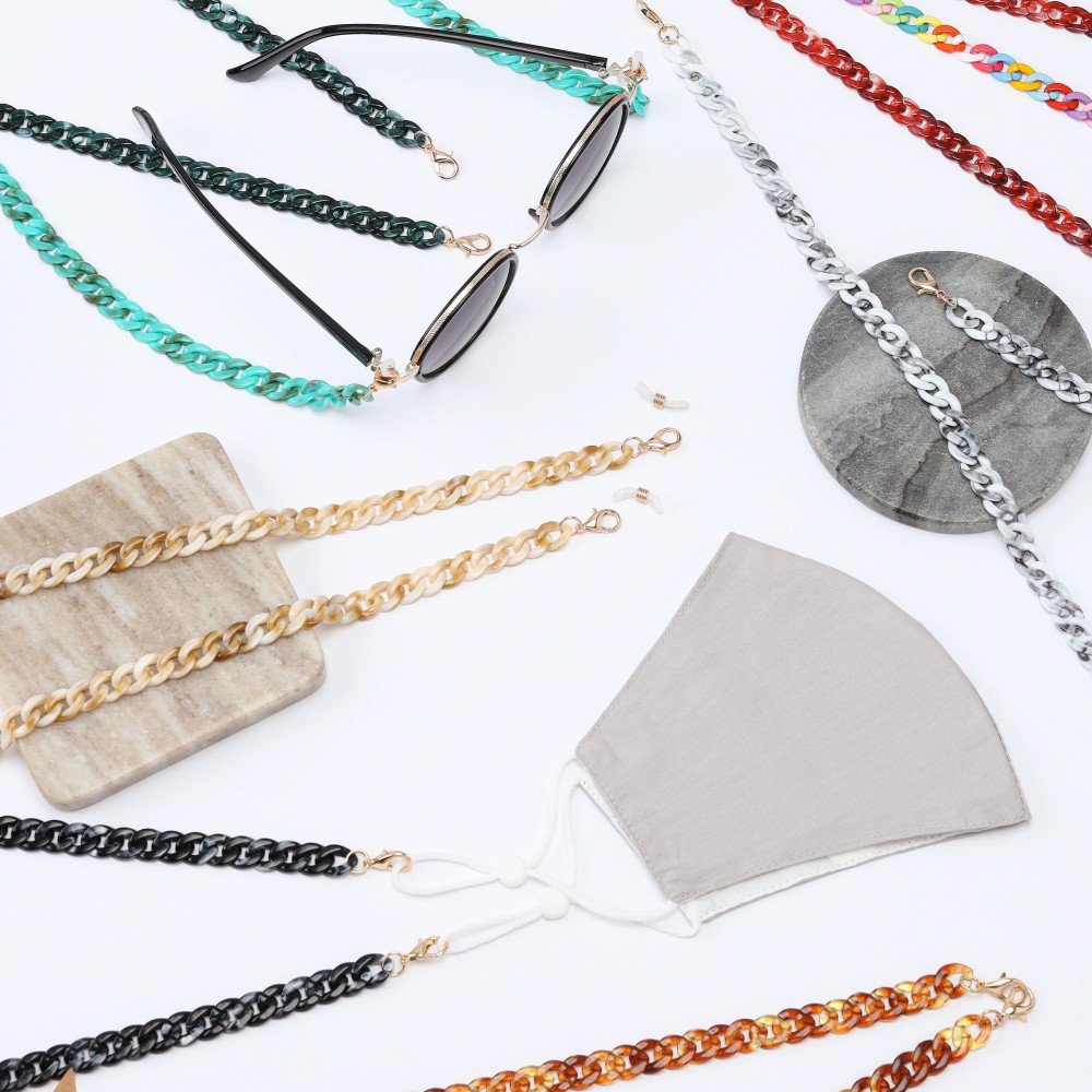 Resin Chain Link Fashion Face Mask Chain Lanyard. - Secures Face Mask, Sunglasses or ID - Detachable Clip - Approximately 30" L view 4