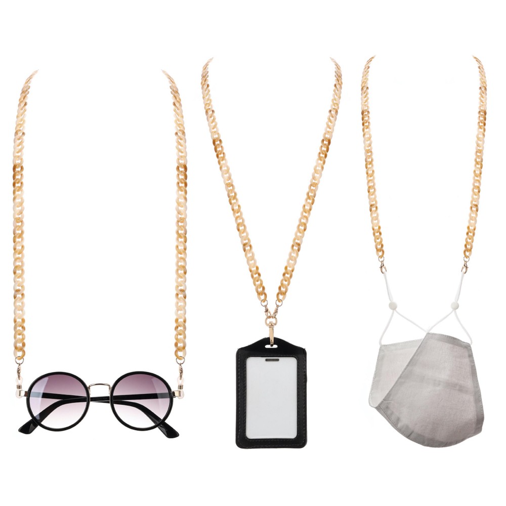 Resin Chain Link Fashion Face Mask Chain Lanyard. - Secures Face Mask, Sunglasses or ID - Detachable Clip - Approximately 30" L view 6